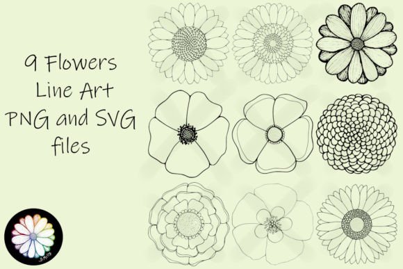 9 Flowers Line Art: Essential Graphics for Editorial Illustrations