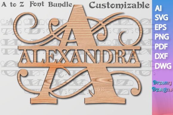 A to Z Floral Font Custom Name Bundle for Graphics and Crafts