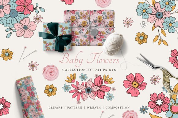 Baby Flowers Vector Cute Collection SVG for Graphics