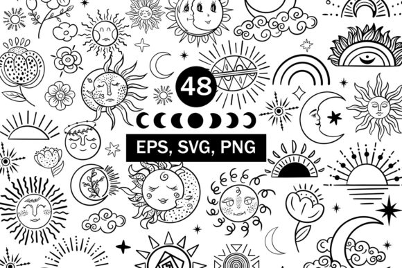 Boho Sun and Moon: A Graphic Designer's Review of Graphics & Illustrations