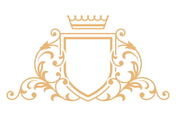Crowned Shield Emblem Template with Flor