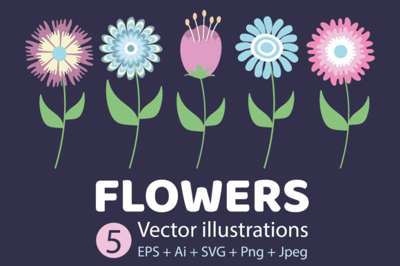 Fantasy Flowers Vector Illustration Graphics for Branding