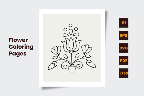 Floral and Flower Art Coloring Pages for Graphics