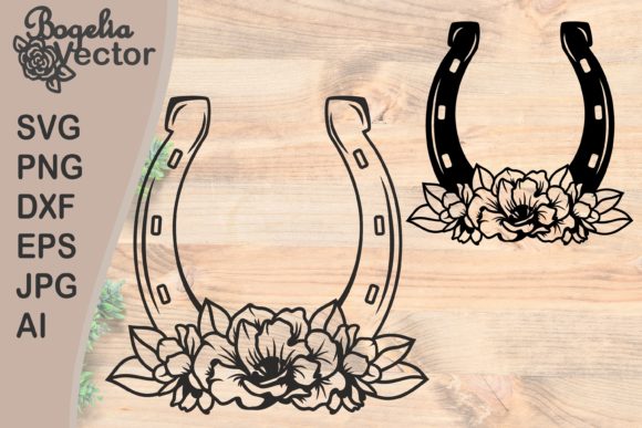 Floral Horseshoe Bundle: A Graphic Design Asset for Crafts