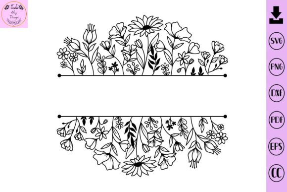 Floral Split Monogram, Flower: A Designer's Review of Graphics and Print Templates