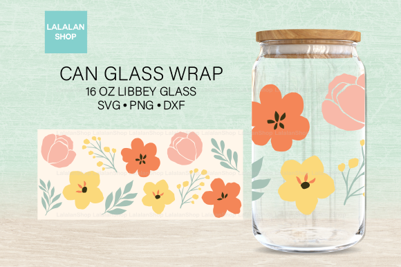 Flower Libbey Can Glass Wrap Graphics