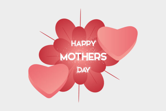 Happy Mother s Day Lettering with Heart Graphics and Illustrations
