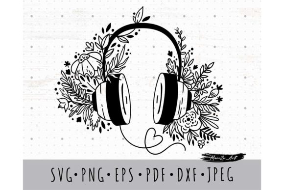 Headphones and Flowers SVG PNG Image: Graphics for Music Lovers