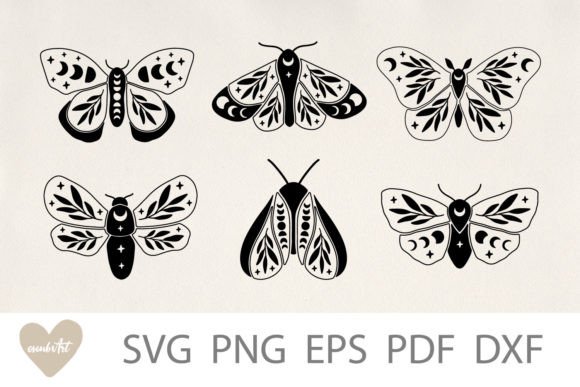 Mystical Moon Moth SVG, Butterfly SVG for Graphics and Crafts