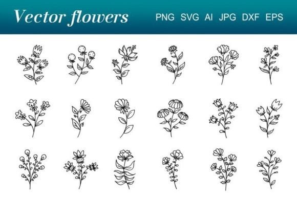 Outline Flowers Graphics and Illustrations for Real Crafts