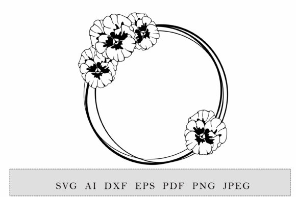 Round Frame with Violet or Pansies Flowe Review