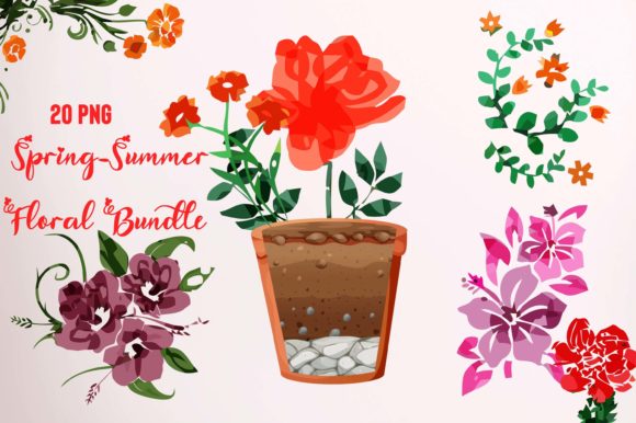 Summer Watercolor Clipart Set for Graphics and Illustrations